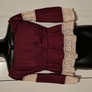 Collegiate outfitters maroon off the shoulder blouse small